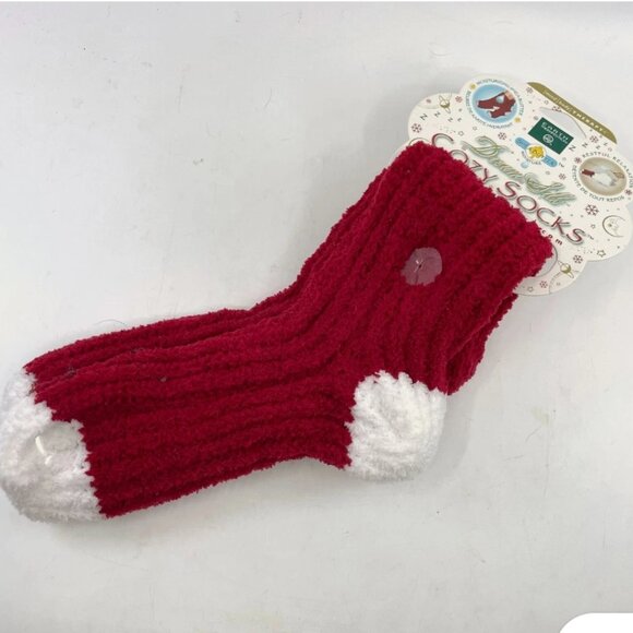 EARTH THERAPEUTICS DREAM SILK SHEA BUTTER MOISTURE COZY SOCKS-SANTA STYLE- OSFM - Picture 5 of 8